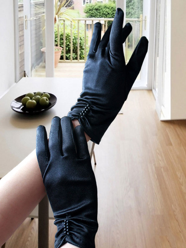 Lingerie Sexy Lingeries | Sexy Short Gloves Women Black Stretch Beaded Nylon Gloves - OY90399