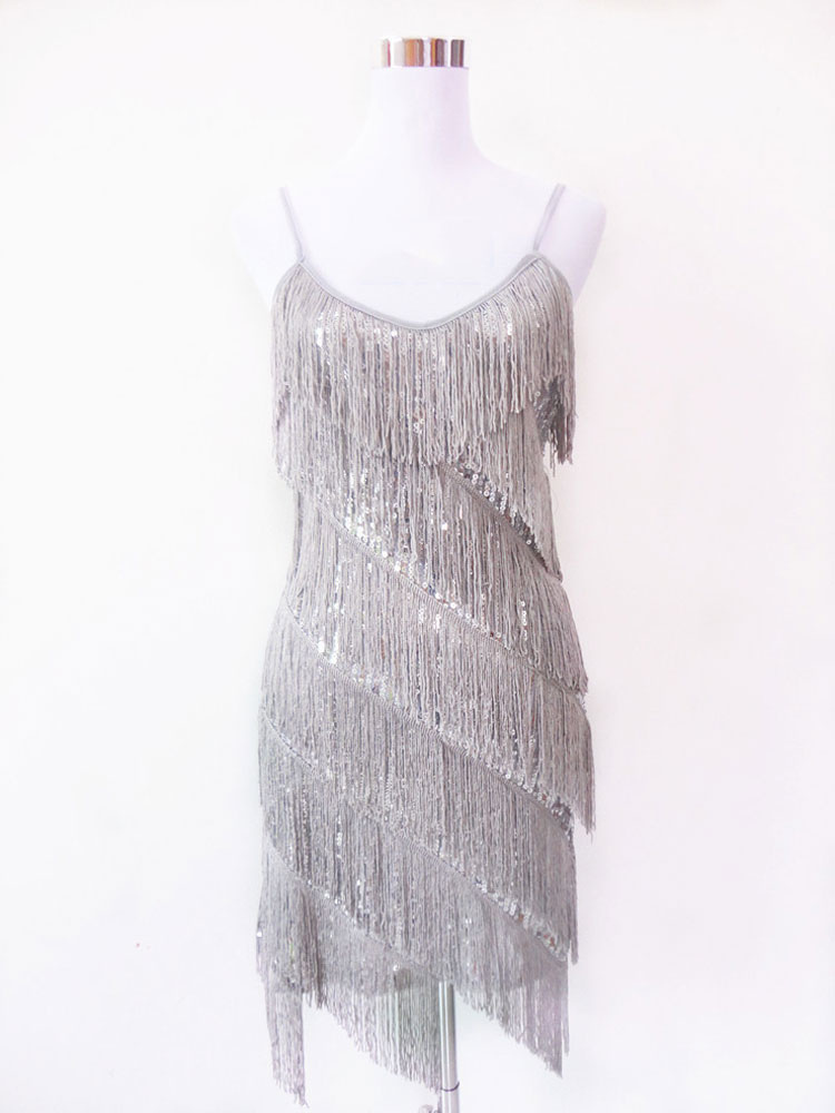 silver tassel dress