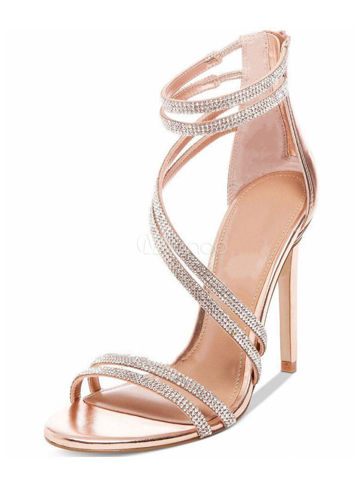 gold prom shoes with rhinestones