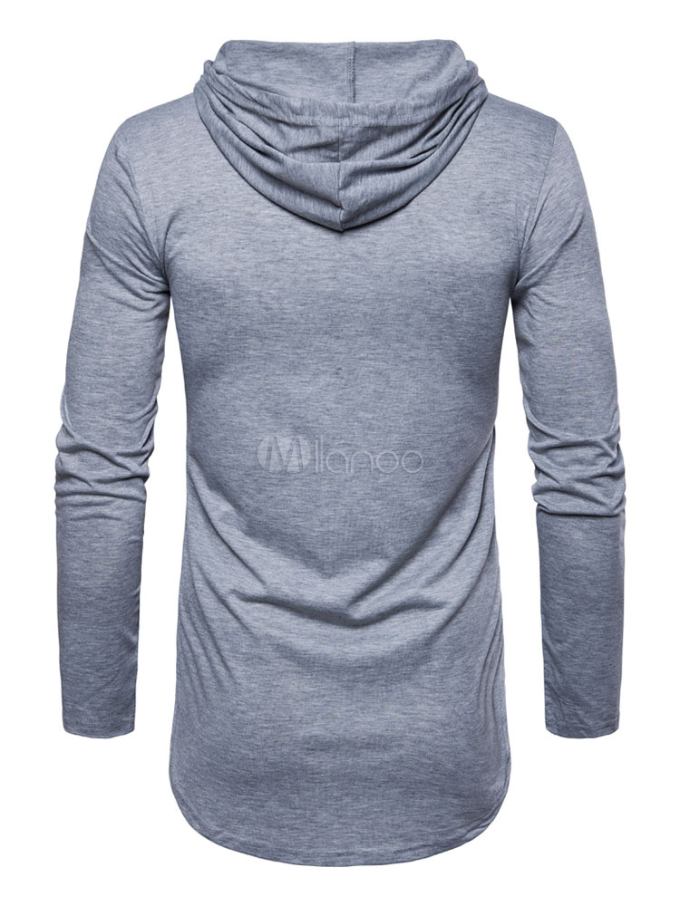 Curved Hem Multicolor Striped Drawstring Hoodie