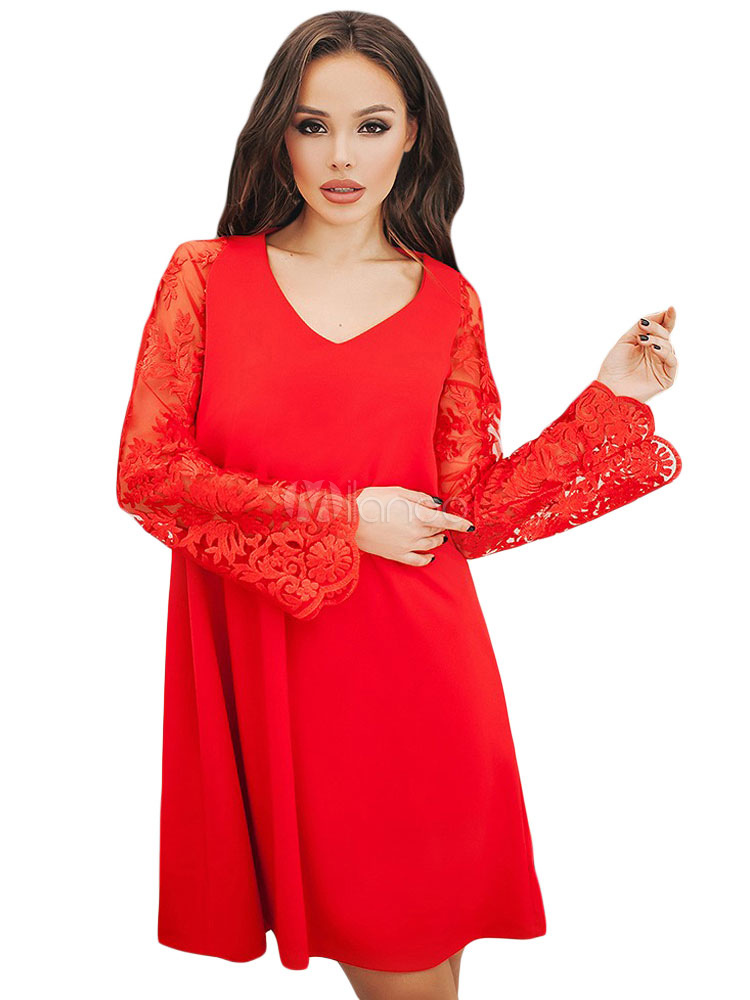 red shift dress long sleeve