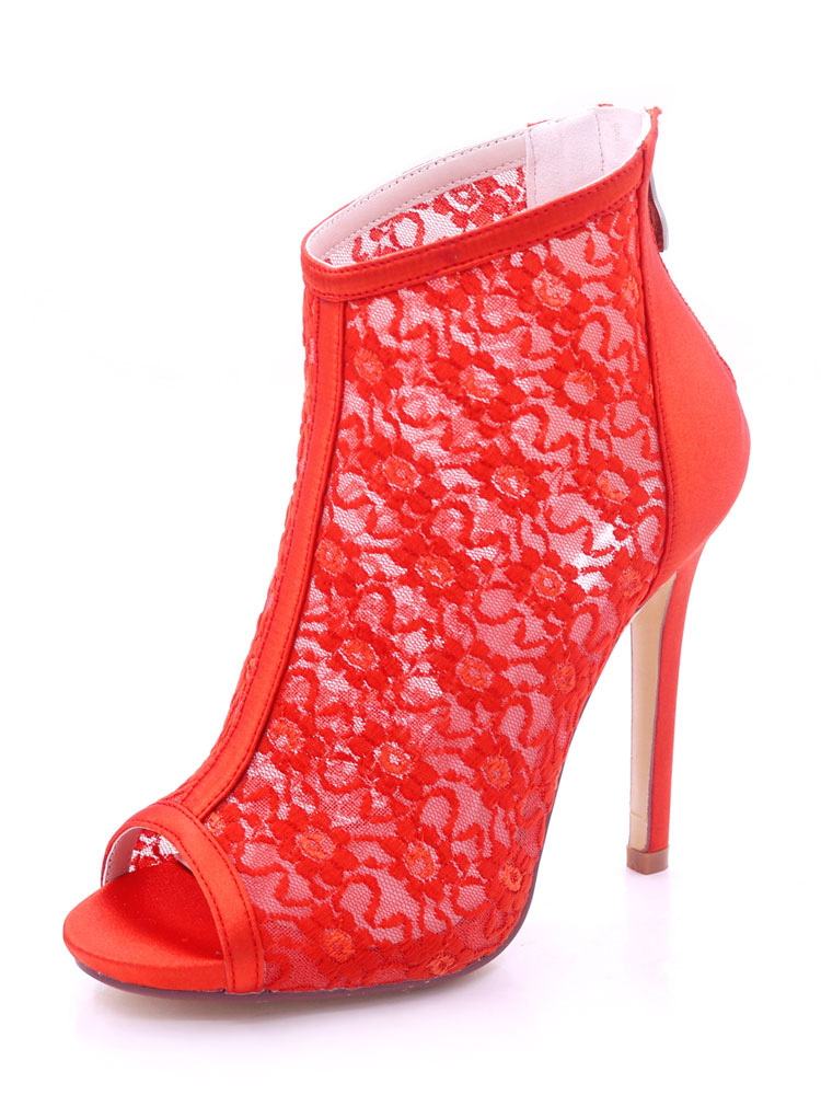 Scarpe sposa eleganti a punta aperta tacco a fino 11.5cm cerniera -  Milanoo.com