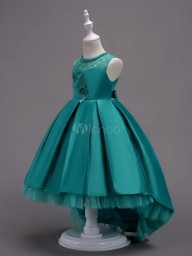 Flower Girl Dresses Ball Gowns Kids Pageant Dress Mint Green Lace Satin ...