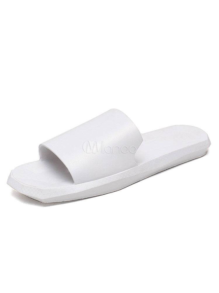 Men Sandal Slides White Open Toe Backless Sandal Shoes Beach Sandals ...