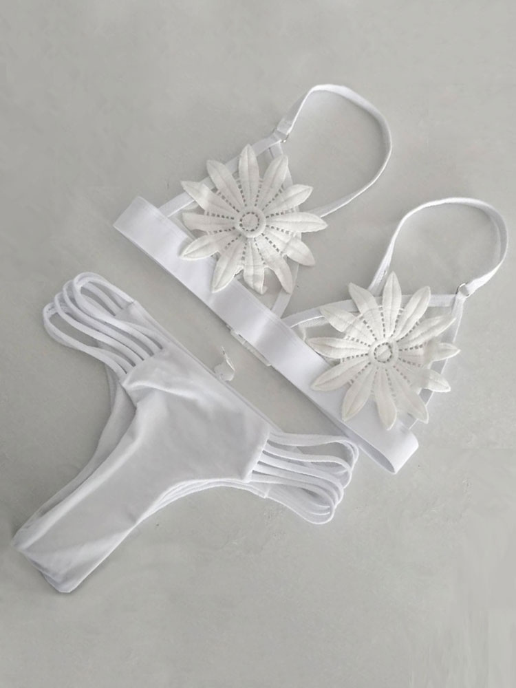 white flower bathing suit