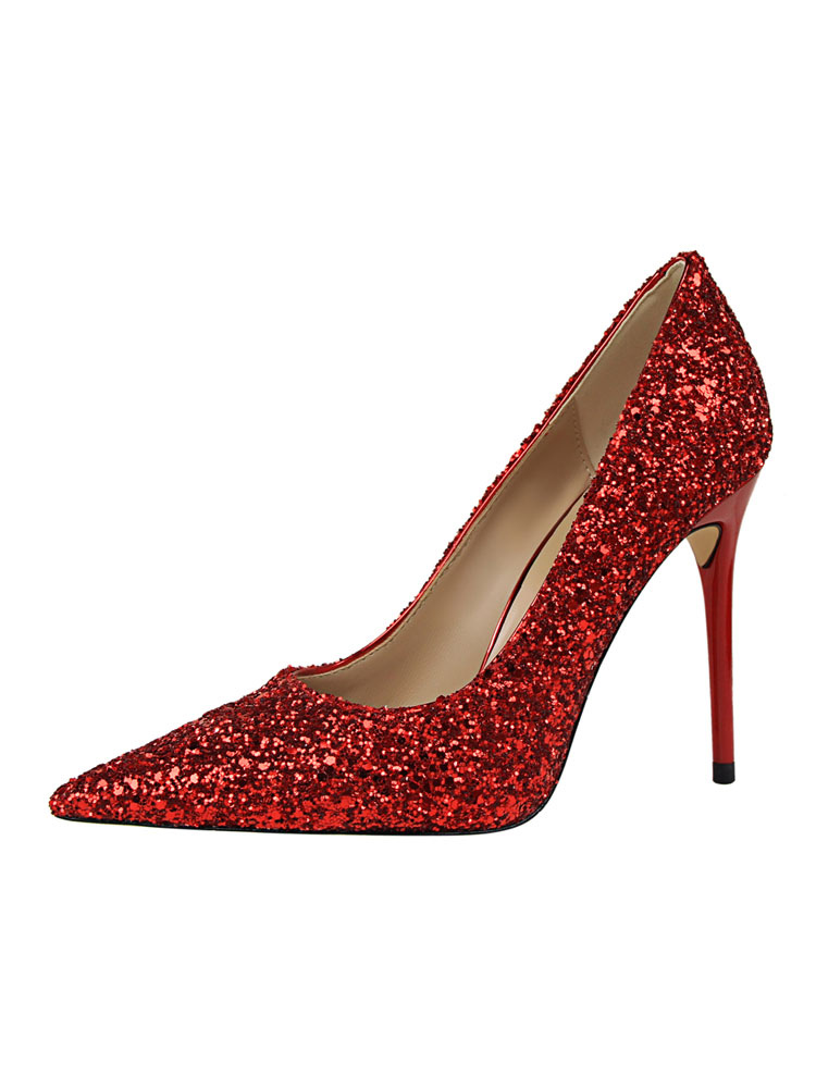 red sparkly prom shoes