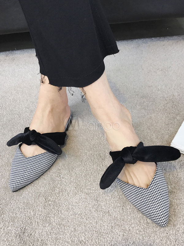 womens mules with bow