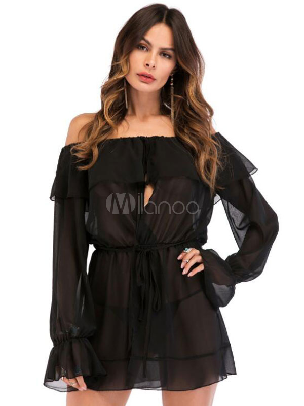 Black Mini Chiffon Dress