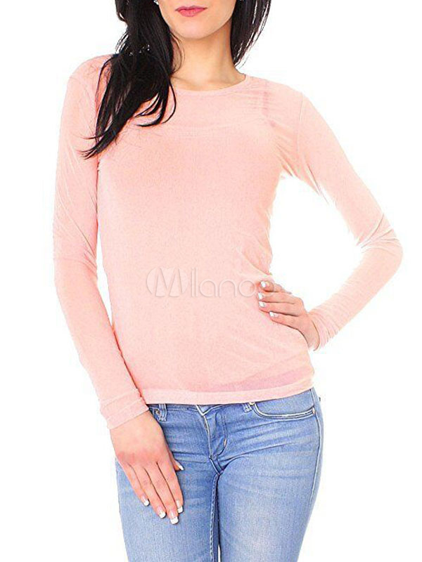 sheer pink long sleeve top