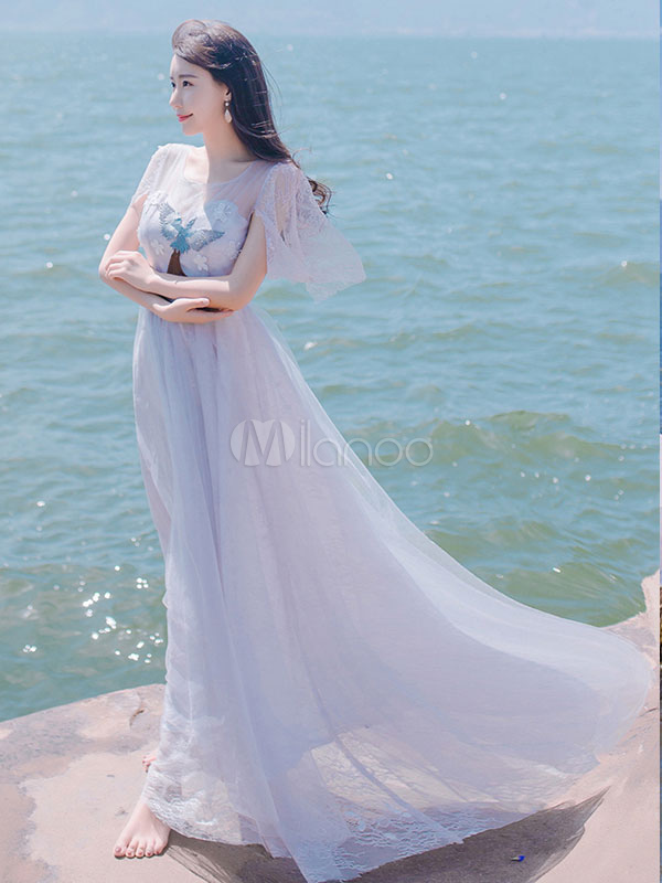 short sleeve chiffon maxi dress