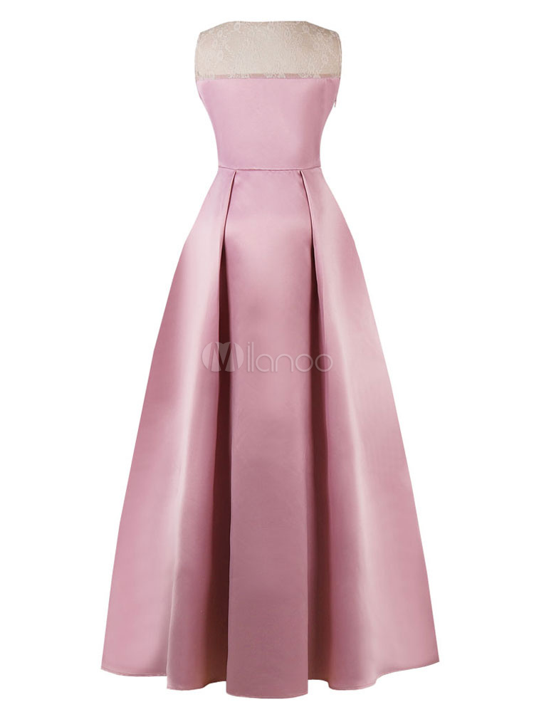 Maxi Party Dress Pink Vintage Semi Formal Dress Fit Flared Sleeveless ...