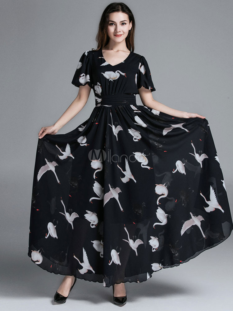 bird print summer dresses