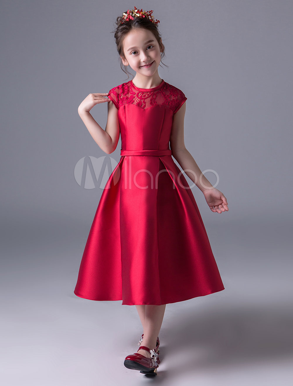 burgundy little girl dress