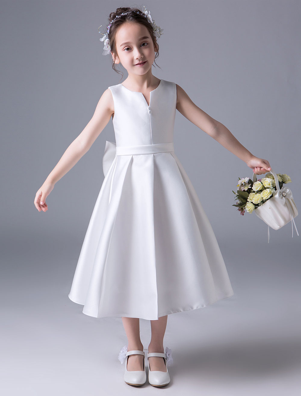 pleated flower girl dress