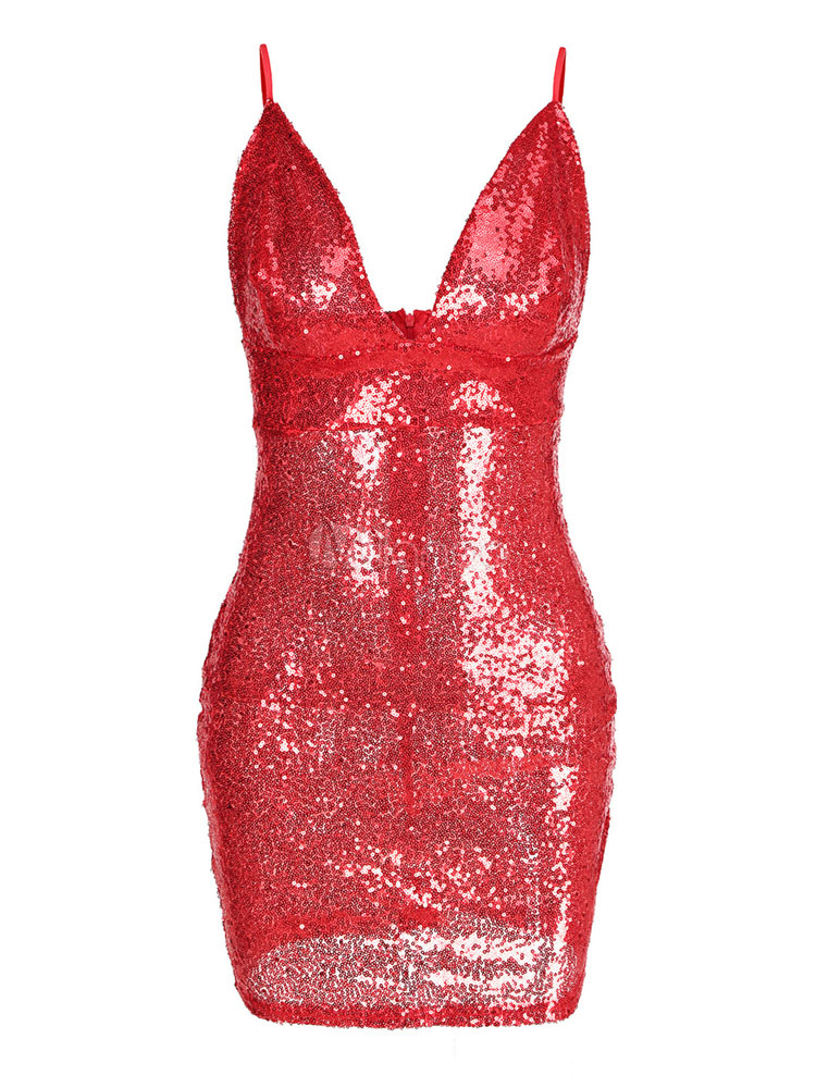 Sexy Club Dress Straps Sequins Glitter Shaping Mini Dress - Milanoo.com