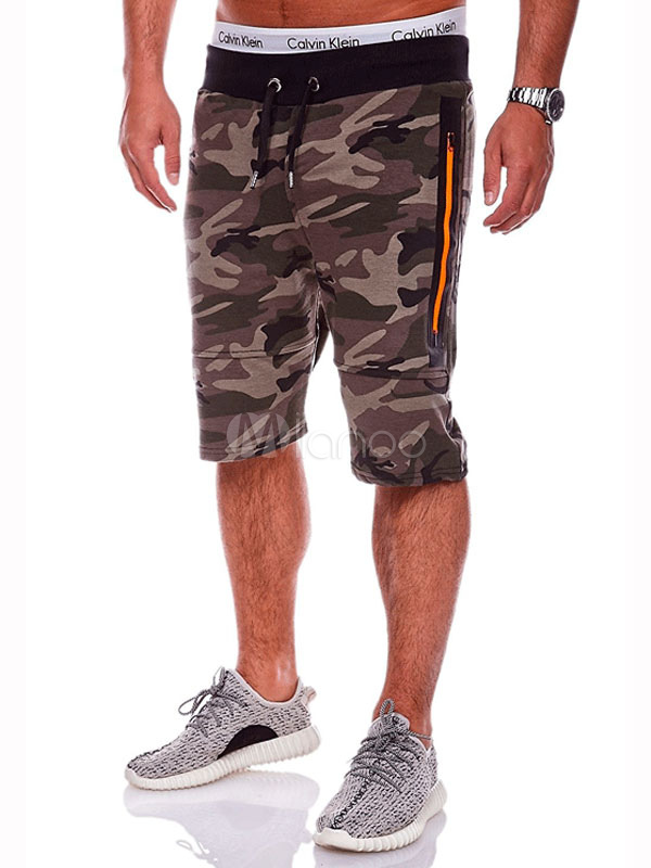 mens camo capri shorts