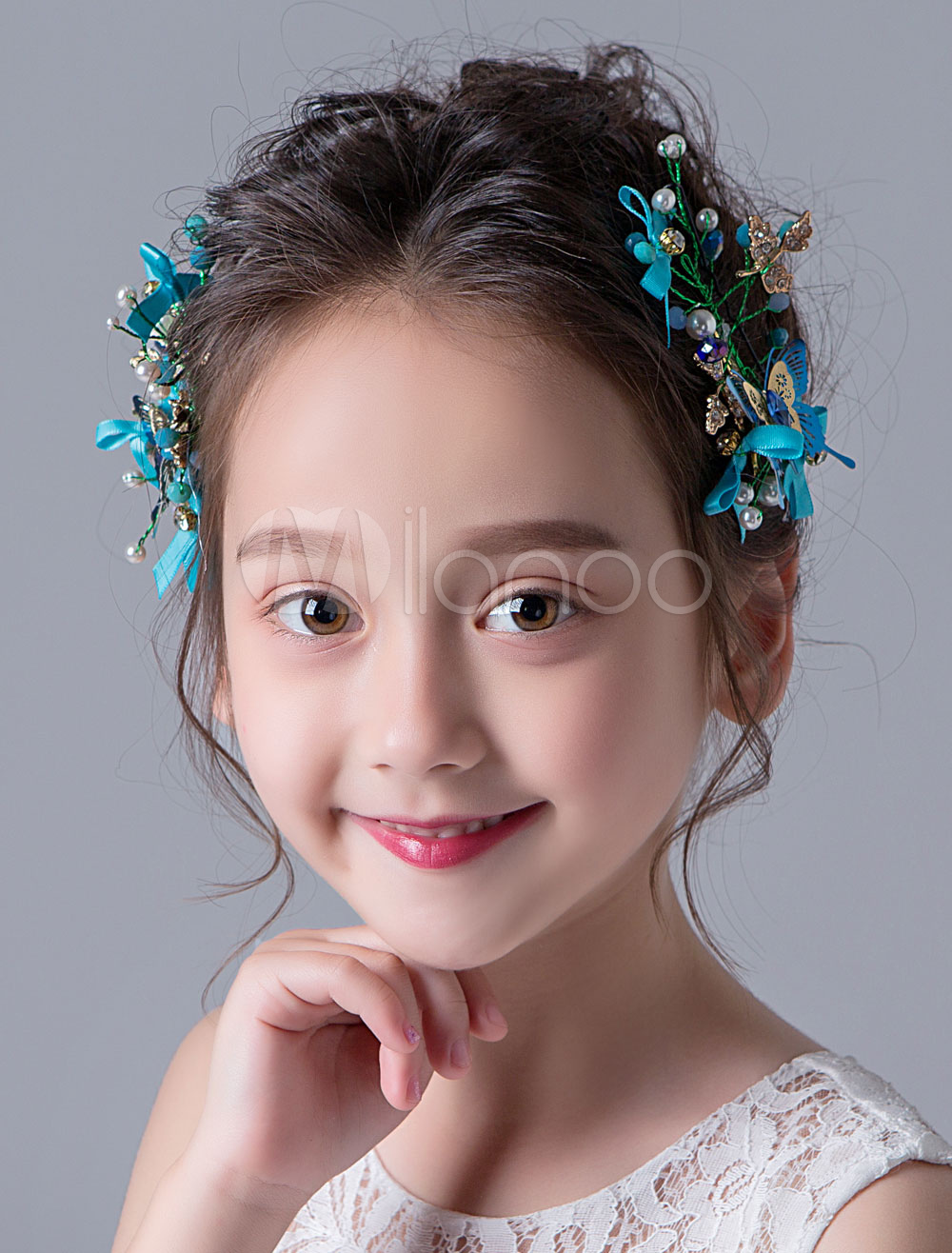 Flower Girl Headpieces Blue Butterfly Hair Pieces Kids Hair Accessories