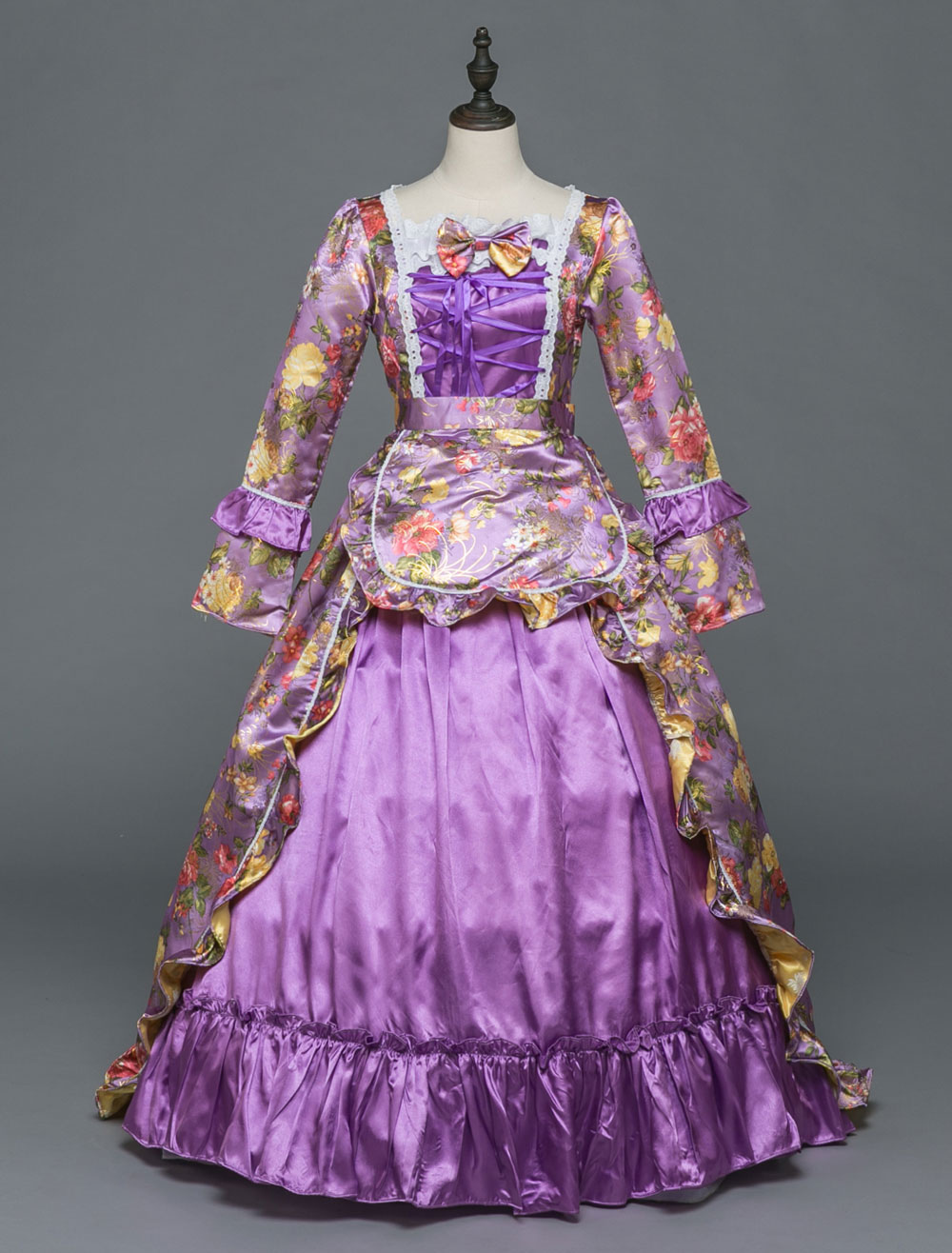 Vintage Costume Halloween Rococo Purple Victorian Masquerade Ball Gowns Royal Long Sleeve Retro Costume Milanoo Com