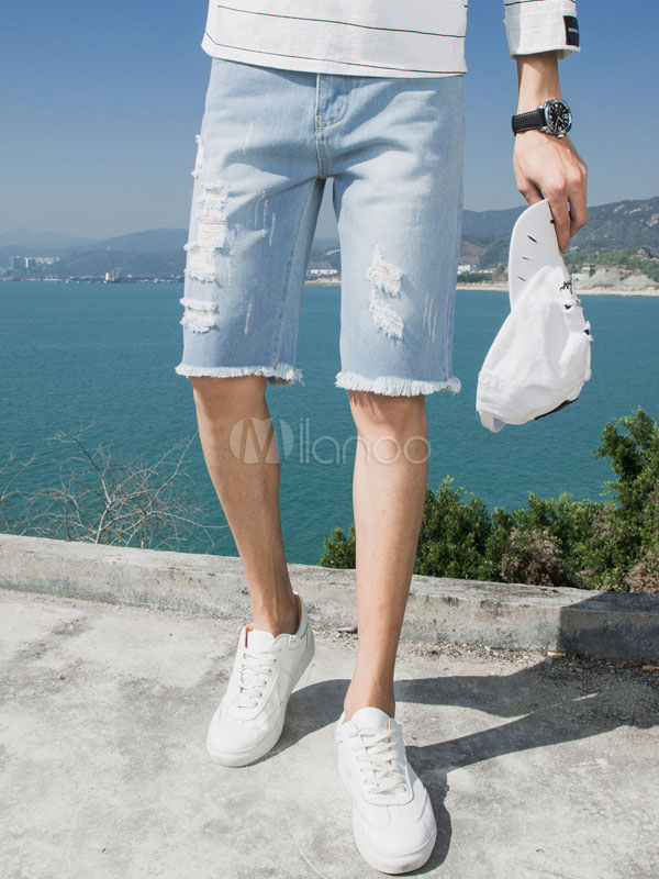 distressed capri shorts
