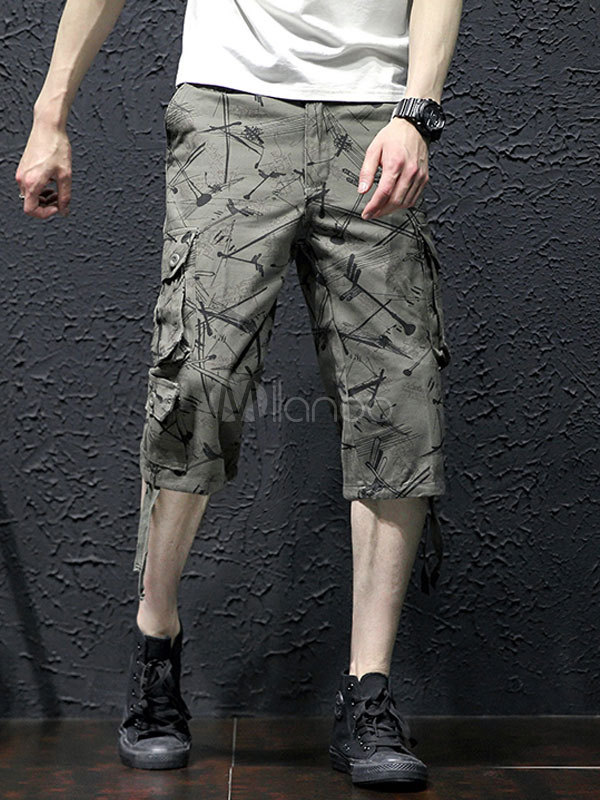 mens linen capri shorts