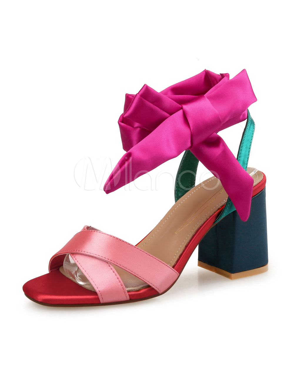 satin high heel sandals