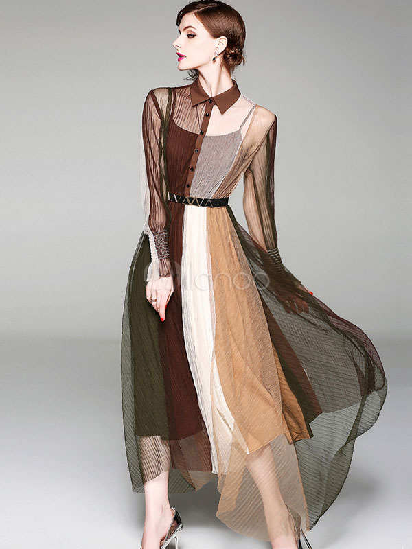 long sheer shirt dress