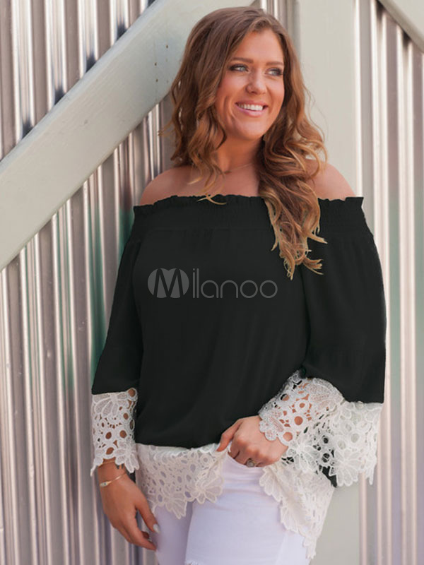 lace bardot top plus size