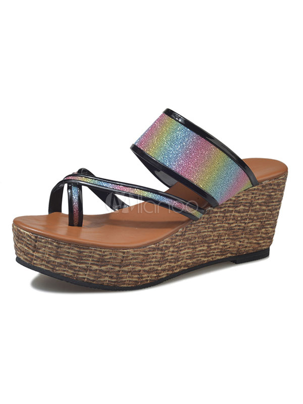 toe loop wedge sandals