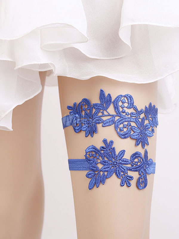 Lace Wedding Garter White Flowers Bridal Lingerie Accessories - Milanoo.com