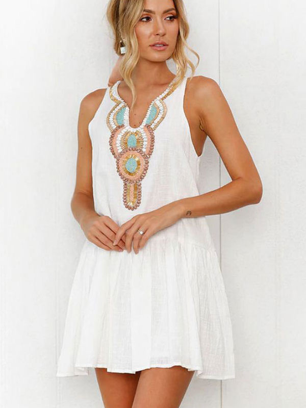 white summer skater dress