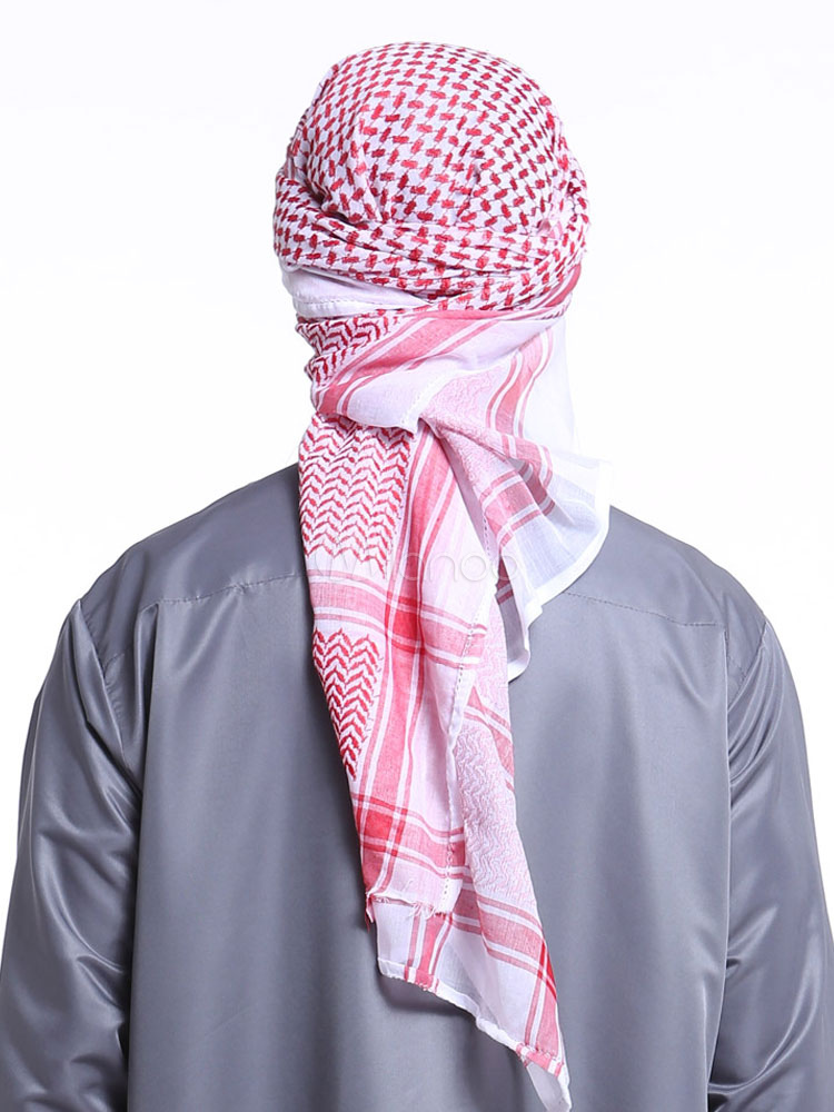 Arabische Männer Hijab Plaid Muslim Kopftuch Polyester Hijab Wrap