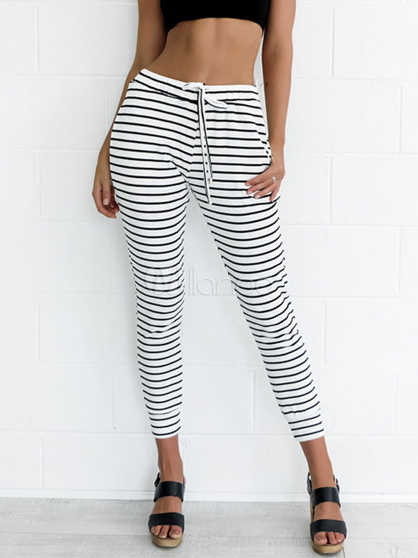 Pantaloni casual 2022 a righe da donna con pantaloni bianchi - Milanoo.com
