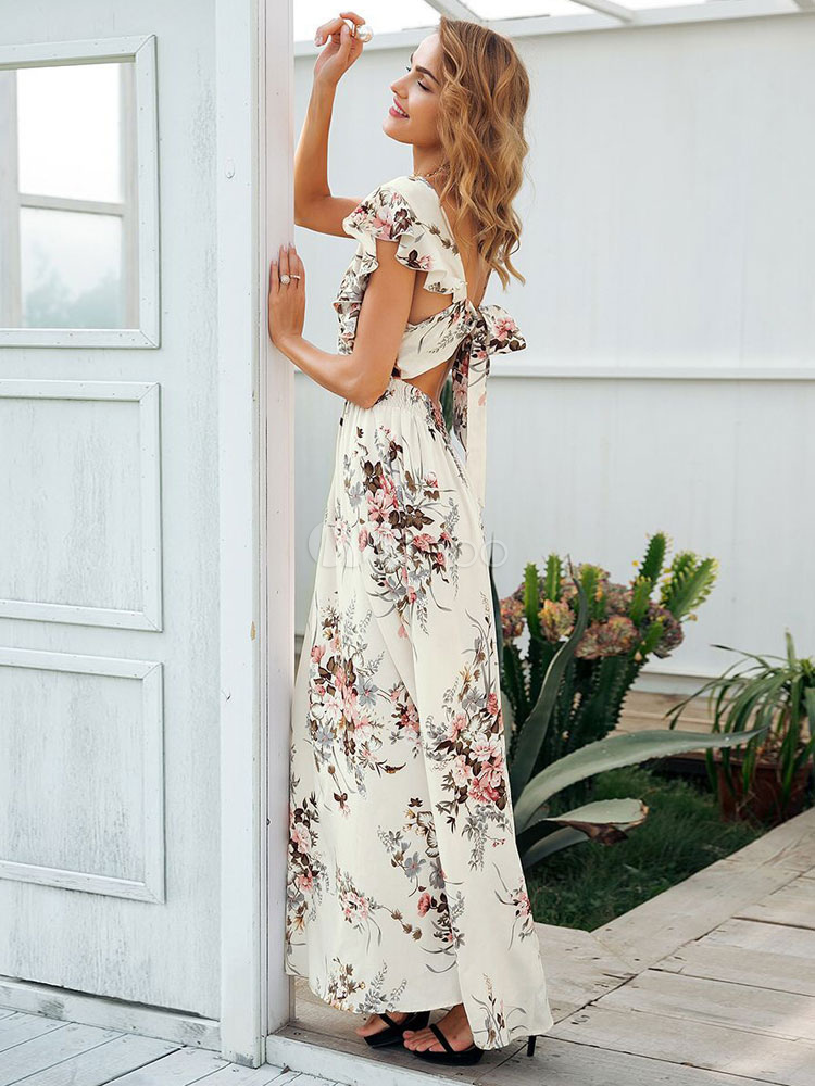 white floral beach dress