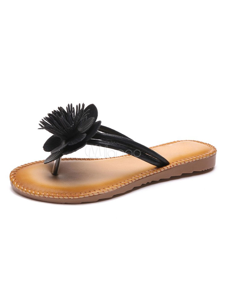 black beaded flip flops