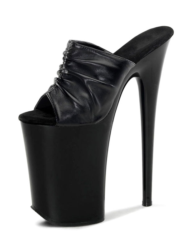 black backless heels