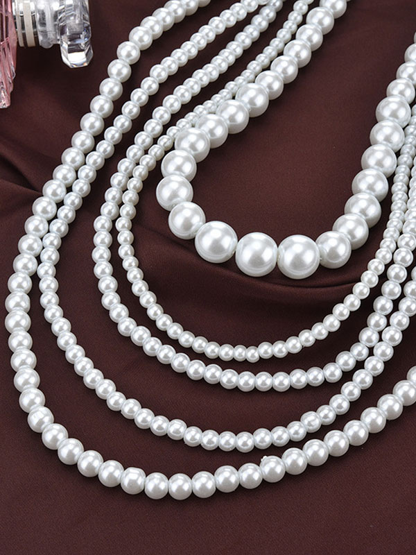 Costumes Costumes | Charleston Flapper Necklace Gatsby Costume Accessories Pearls Vintage 1920's Style Fashion White Women Retro