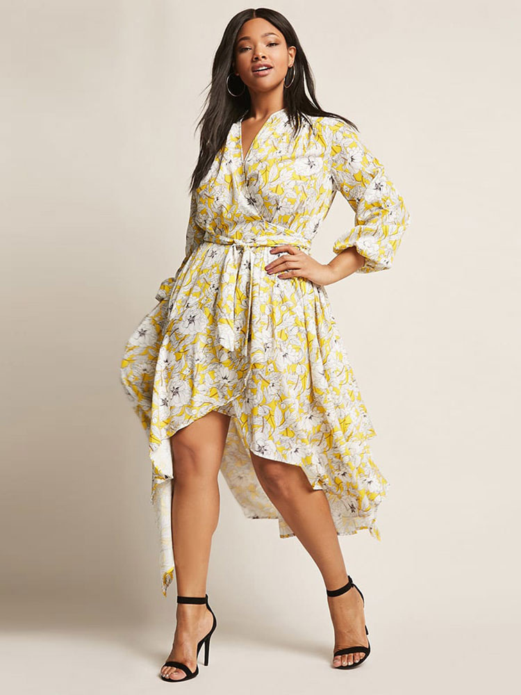 yellow floral dress plus size