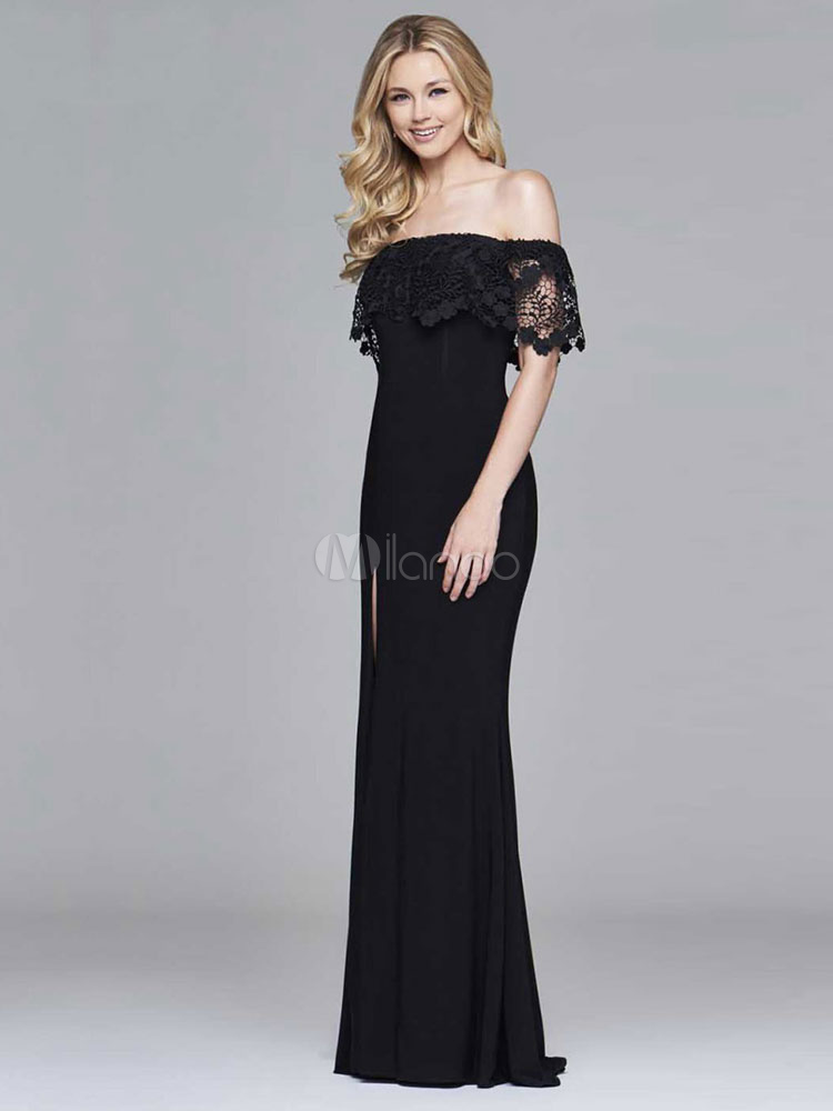 bardot black evening dress