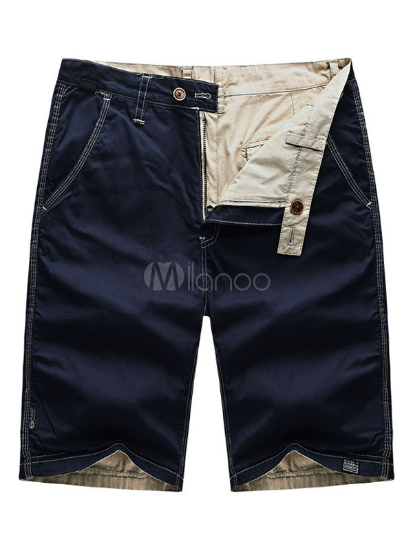 Men Cotton Shorts Pocket Two Sided Wear Capri Shorts Zipper Fly Summer ...