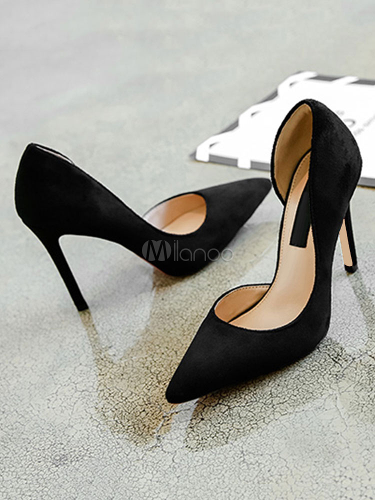 Zapatos de tacón aguja de tacón de las mujeres de los tacones altos color negro con punta afilada - Milanoo.com