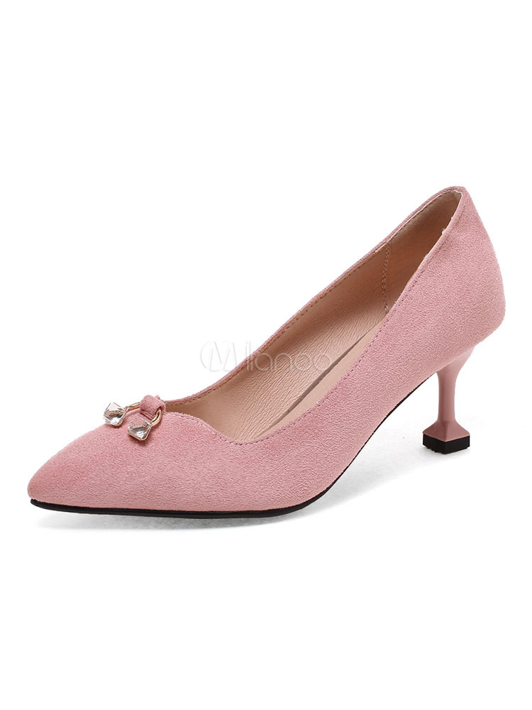 pink suede pointed heels