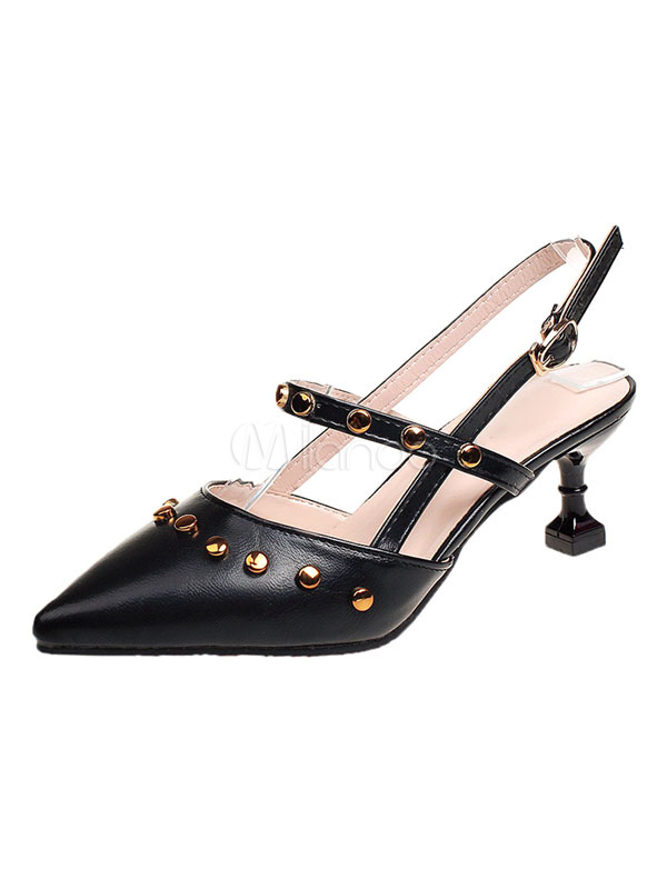 black patent kitten heel slingbacks