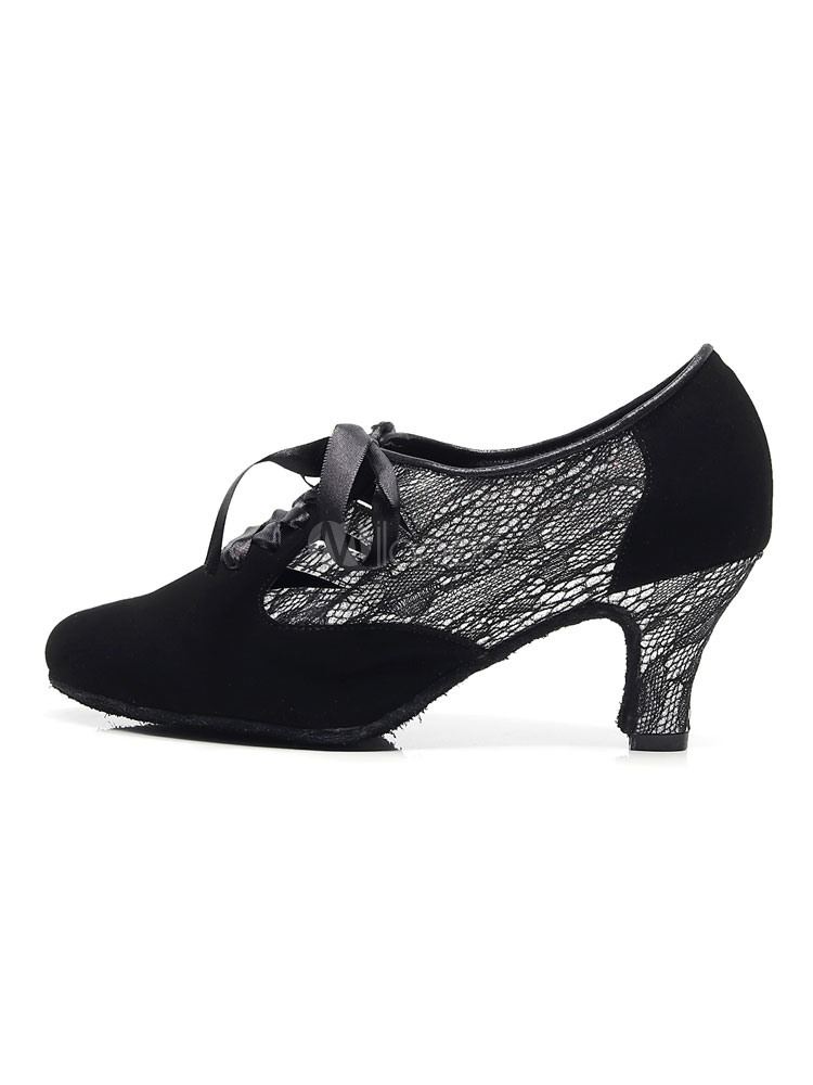 black lace up dance shoes