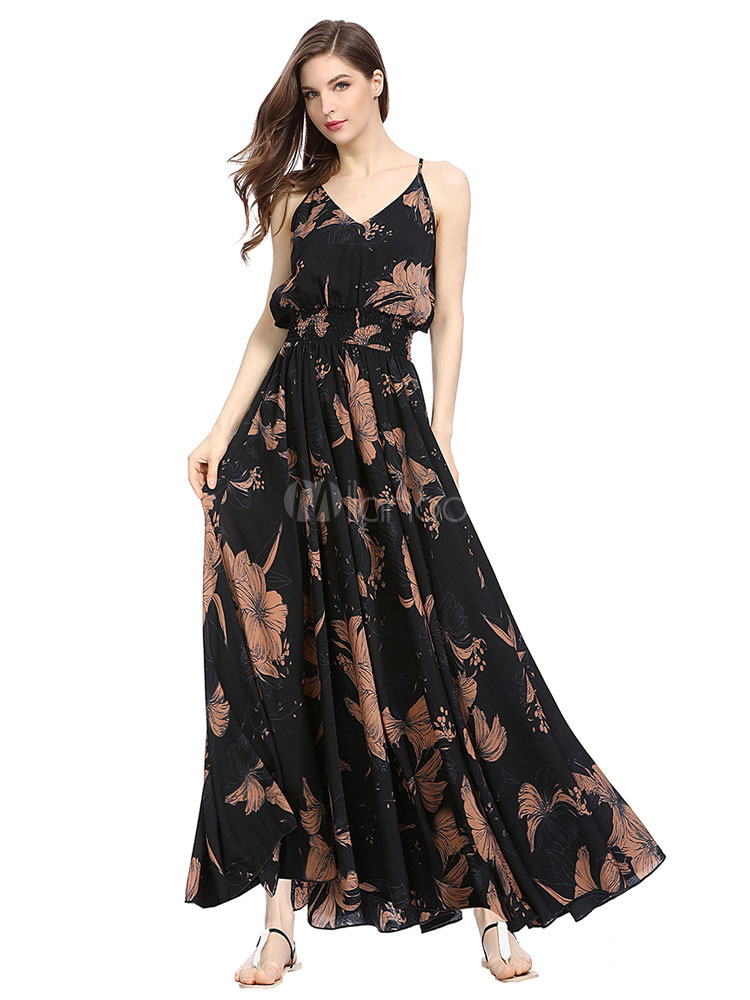 abito lungo nero estivo