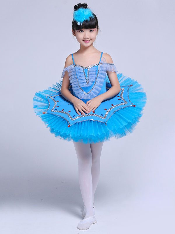 Ballet Robe Bleu Costume Enfants Lumière Bleu Ciel Robe Tutu Danse Robes Déguisements Halloween