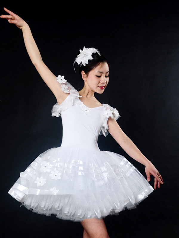 Costume de Danse Latine Ballerina Robes Femmes Blanc Tutu Dancing Costume Déguisements Halloween