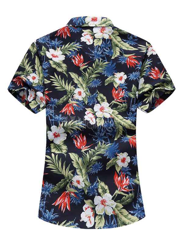 navy blue floral shirt