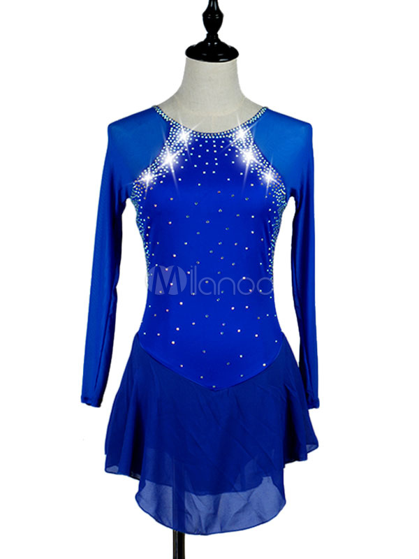 Details about   New blue long sleeve skating dress 