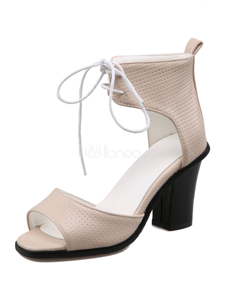 Blanc À Talons Sandale Orteil Hauts Ouvert Sandales Cheville Lacets uFT3lJK1c