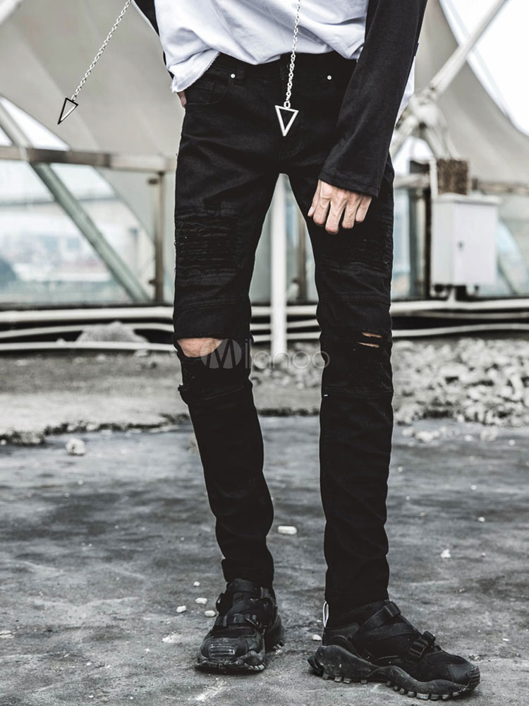 black ripped jeans mens tapered